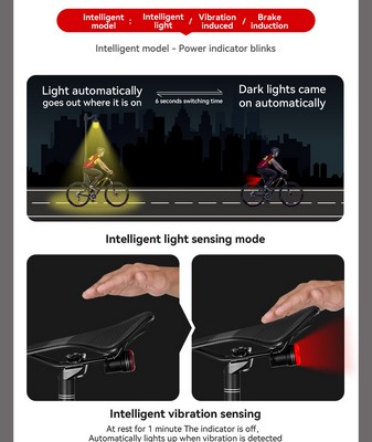 High Brightness Sensitive LED Bike Rear Light Ipx6 Waterproof …