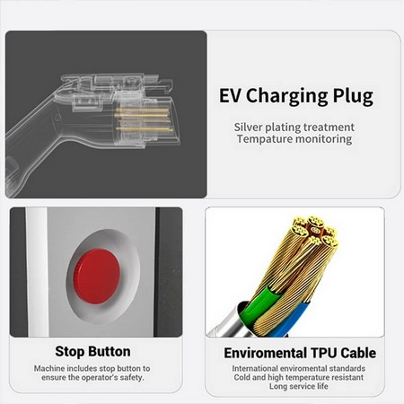 Vac J1772 40A Home Use Evse Cable Ev Rapid Charger 