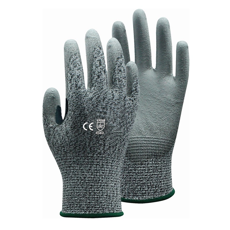 HPPE/Glass Fiber Liner With PU Cut-Resistant Coating Gloves