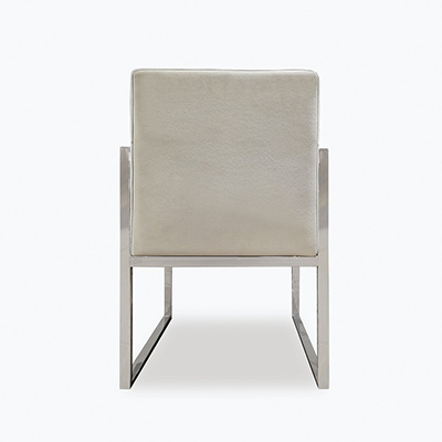 Dining Chairs | Pure PU leather White Dining Chair with Chrome Legs
