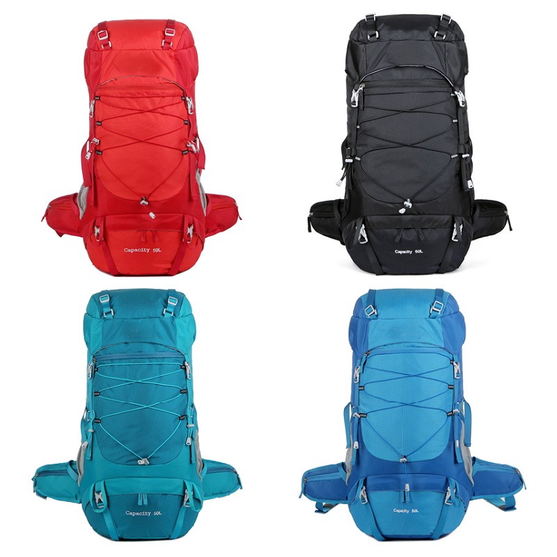 Factory New Outdoor Mountaineering Bag 50L Large-Capacity Nylon Travel Camping Hiking Backpack