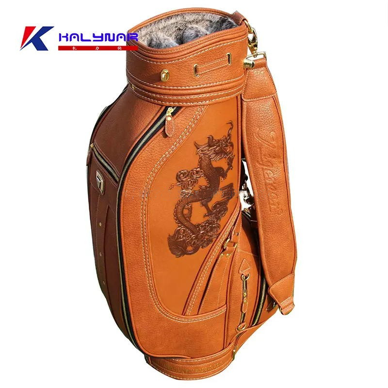 Luxury Customized Sport Pack 6 7 Way Dividers PU Leather Golf Cart Bag