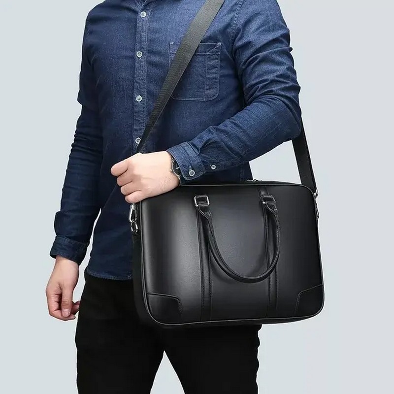Leather Business Bag Large Men Genuine Leather Briefcase For 14 Inch Laptop