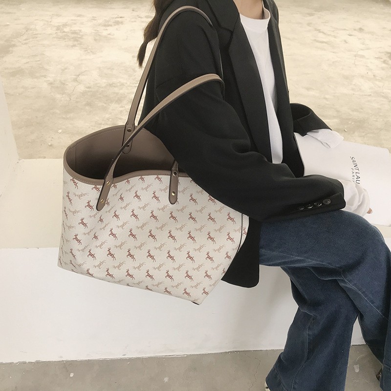 City Fashion PU Tote Bag Print Lady Handbag