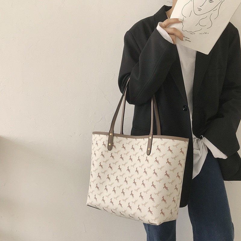 City Fashion PU Tote Bag Print Lady Handbag