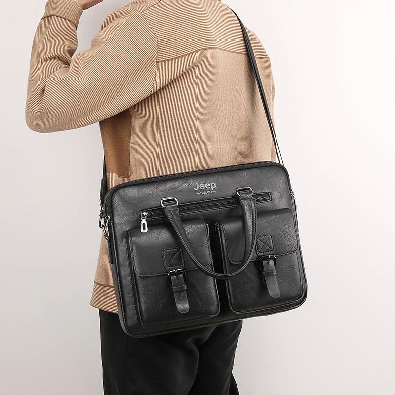 New Design Vintage Office PU Leather Laptop Handbag Breifcase For Men