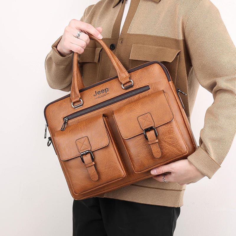 New Design Vintage Office PU Leather Laptop Handbag Breifcase For Men