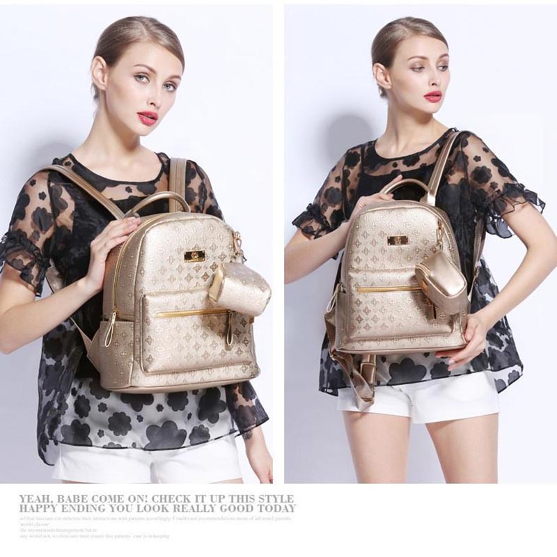Wholesale Fashion Ladies Embossing Women Backpack PU Leather Girls Leisure Luxury Backpack Bag