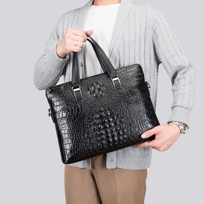 Wholesale Low Price Fashion Men Business Alligator Crocodile Texture PU Leather Briefcase