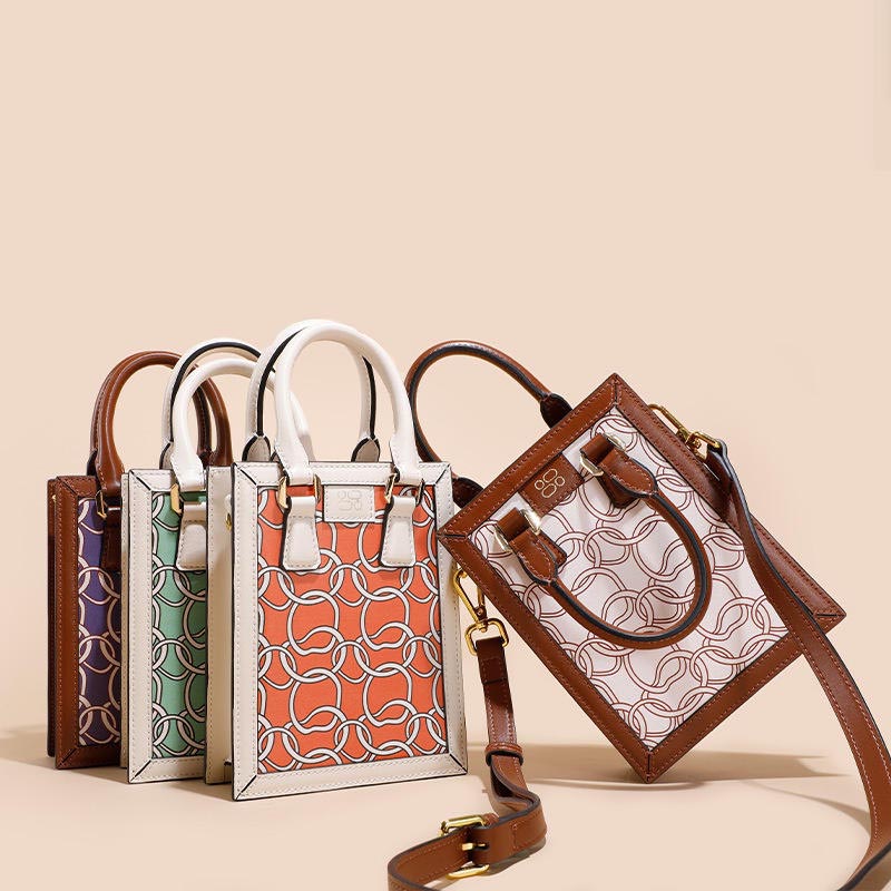 High Quality Luxury Ladies Top Handle Vertical Square Handbag Phone Handbag Purse