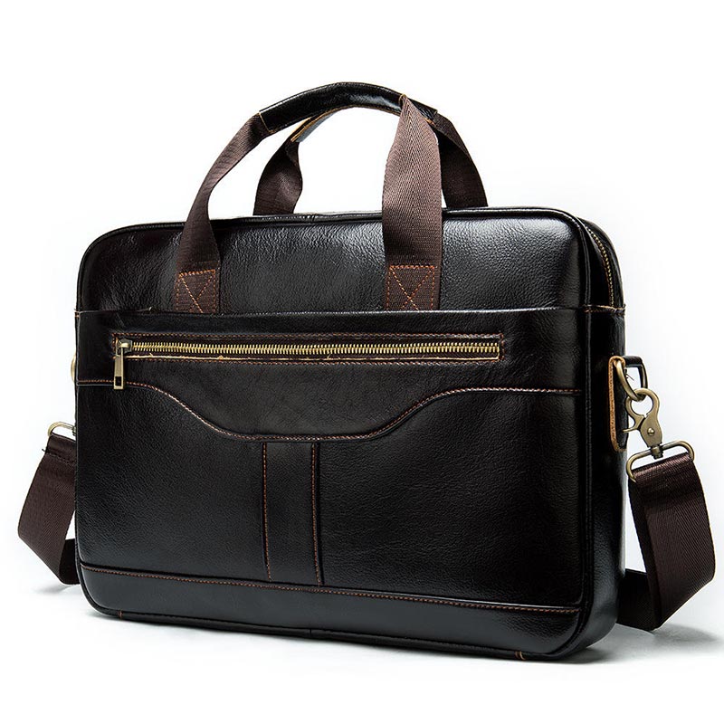Luxury Custom Logo Genuine Leather Briefcase 15.6 Inches Laptop Handbag