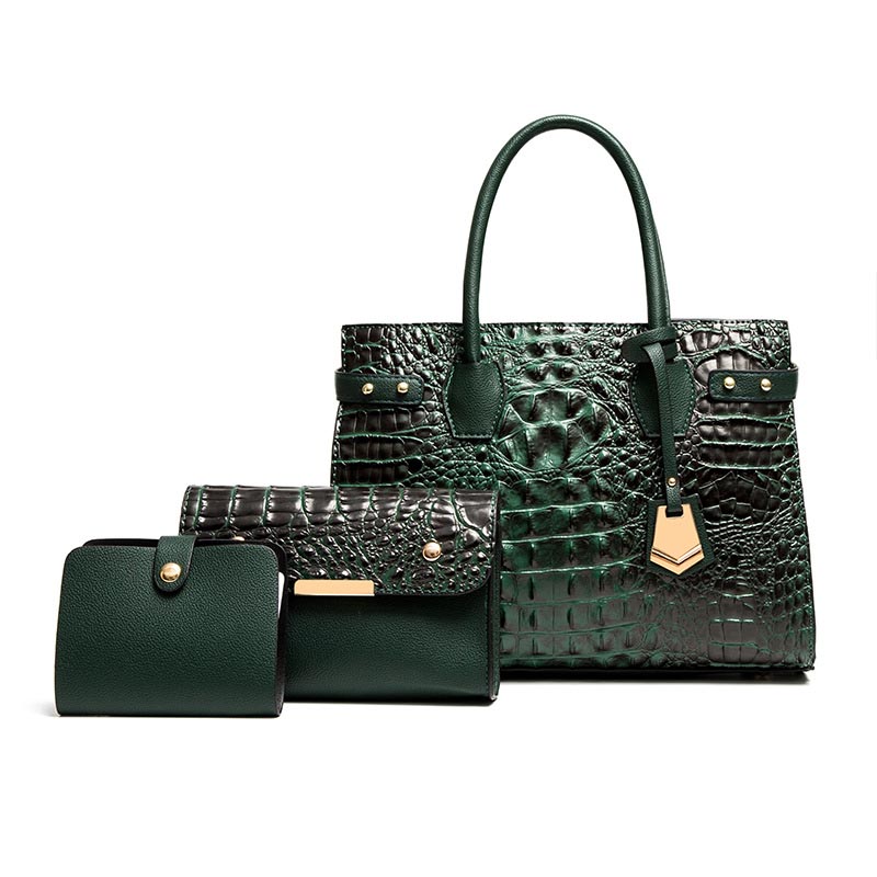 Retro Large Capacity Shoulder Messenger Women's Bag Crocodile Pattern Texture Handbag