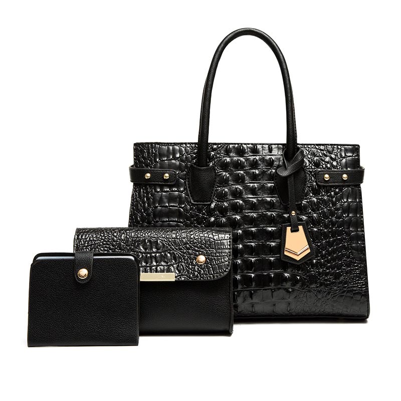 Retro Large Capacity Shoulder Messenger Women's Bag Crocodile Pattern Texture Handbag