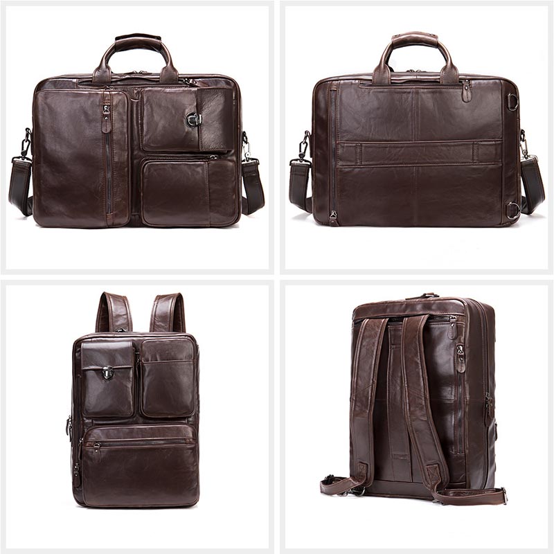 New Leather Briefcase Cowhide 16 Inch Laptop Business Multifunctional Handbag For Men