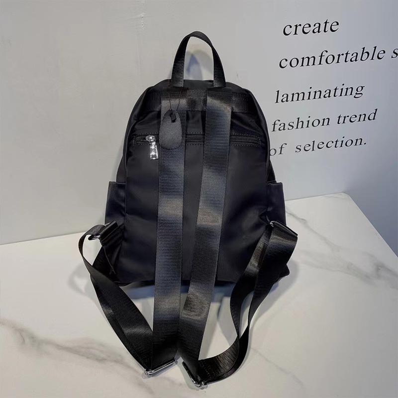 Plain Simple Lady Backpack Waterproof Nylon Casual Large Capacity Bag Commuter School Bag