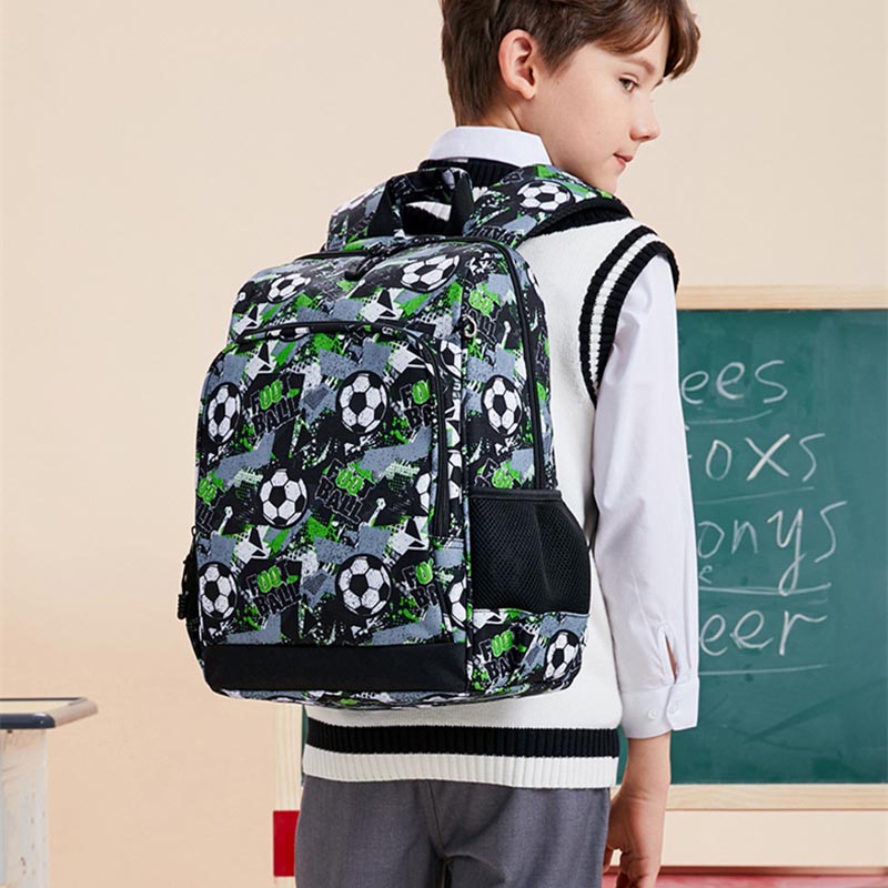 Football Print Sports Backpack Set For Boys Oxford Large Capacity Backpack