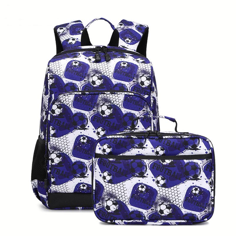 Football Print Sports Backpack Set For Boys Oxford Large Capacity Backpack
