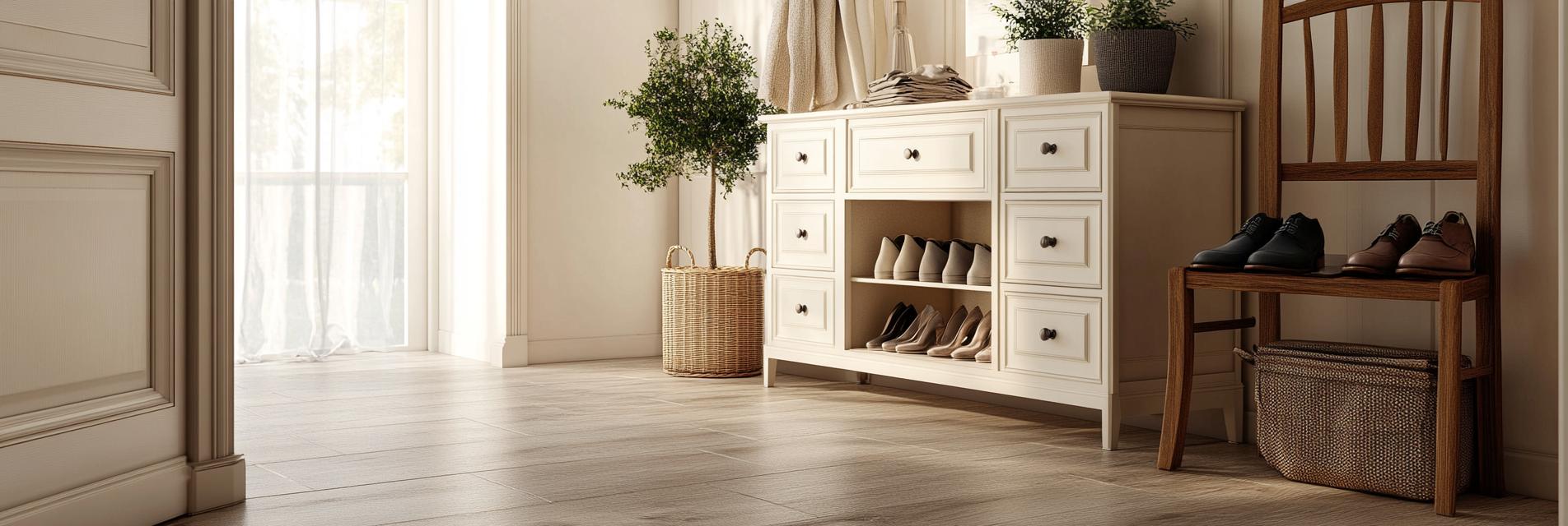 Creamy Shoe Cabinet