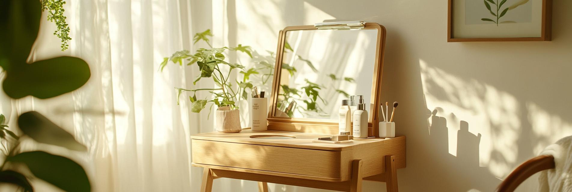 Flip-Top Wooden Vanity Table