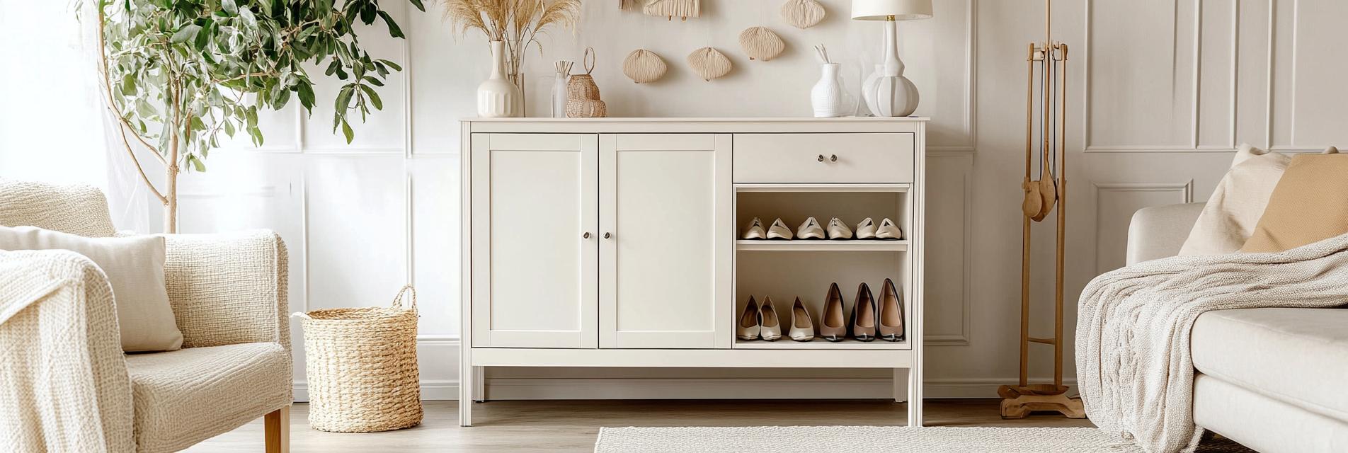 A stylish entryway shoe cabinet