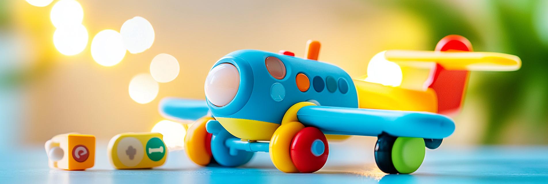 Colorful pull-string airplane toy
