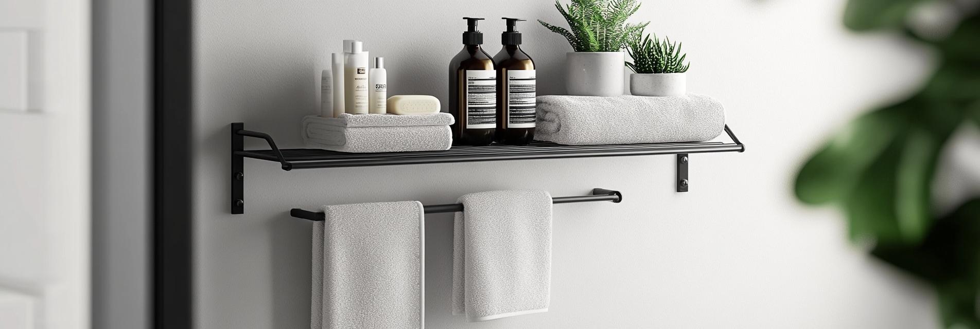 Stylish and Durable Hole-Free Wall-Mounted Aathroom Storage Rack
