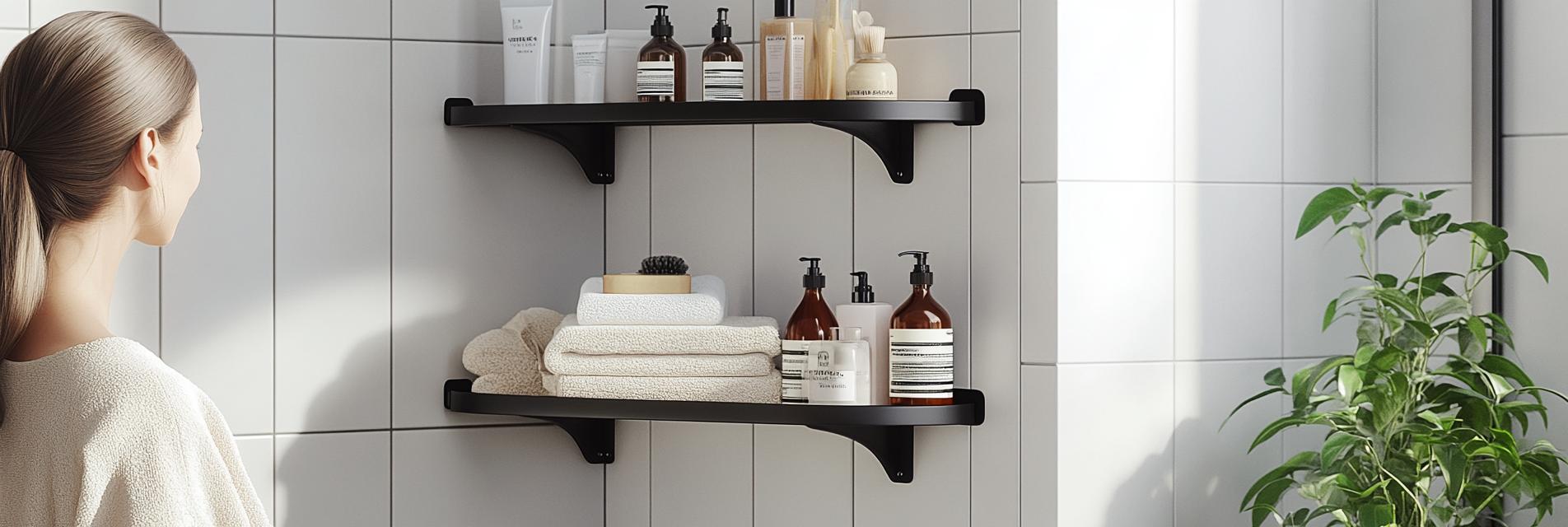 No Drill Wall Mounted Aathroom Storage Rack