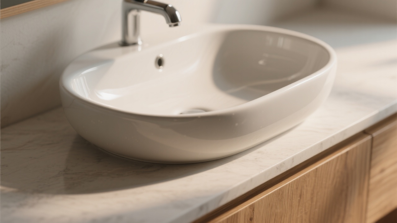 Nordic-Style Marble-Textured Ceramic Sink