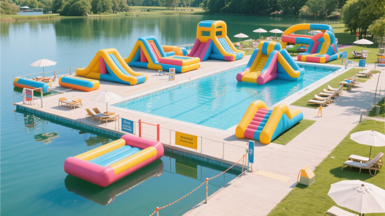Niños disfrutando del tobogán de agua WINSUN en una fiesta de cumpleaños al aire libre