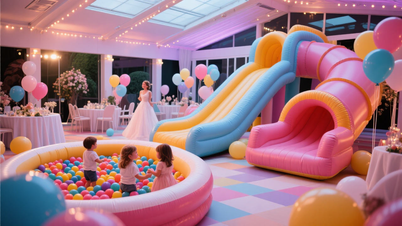 Close-up of the blue marble textured material on the WINSUN water slide, highlighting its premium quality and smooth finish.