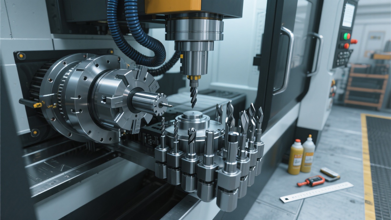 Fresador CNC de doble columna mediana DC1090A en funcionamiento