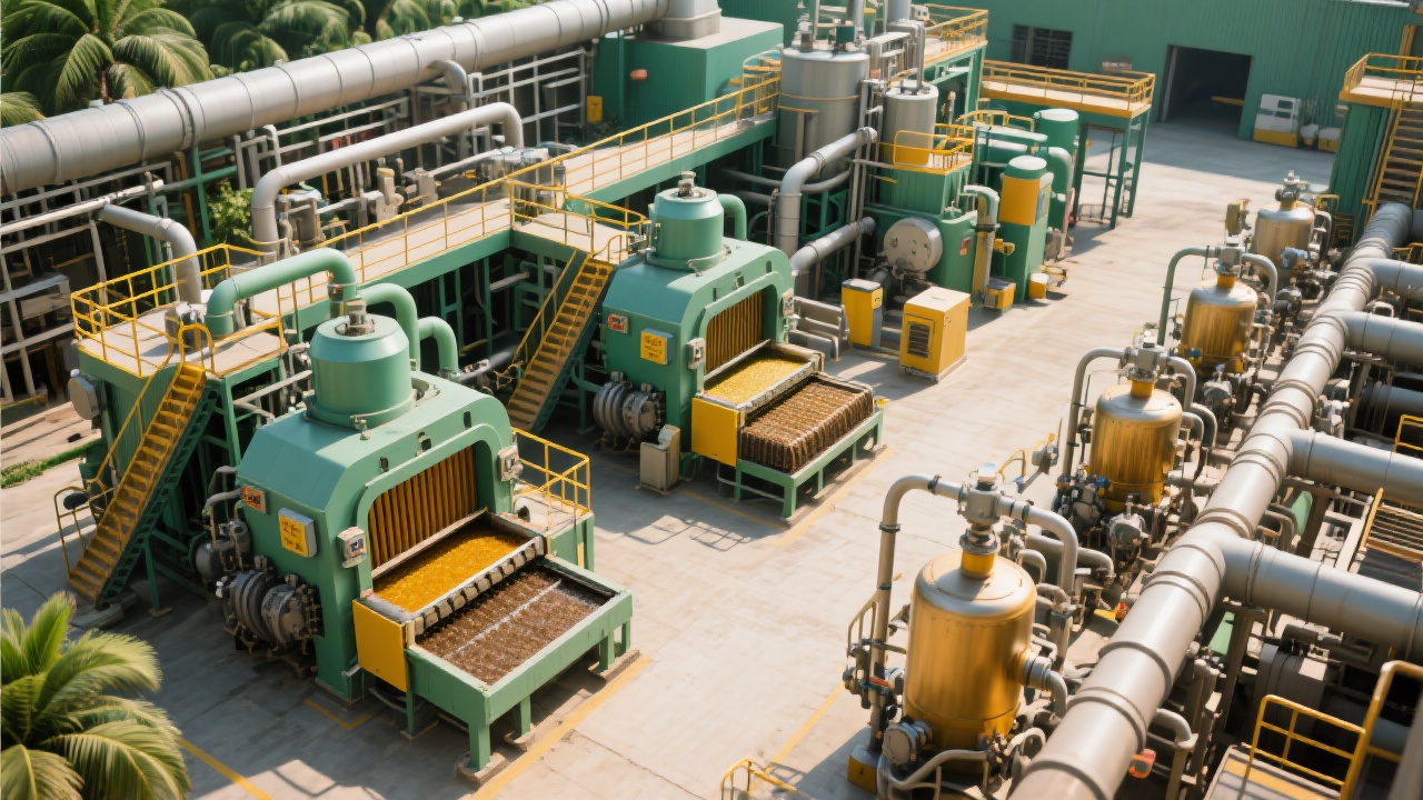 Before and after energy consumption comparison for palm oil refining