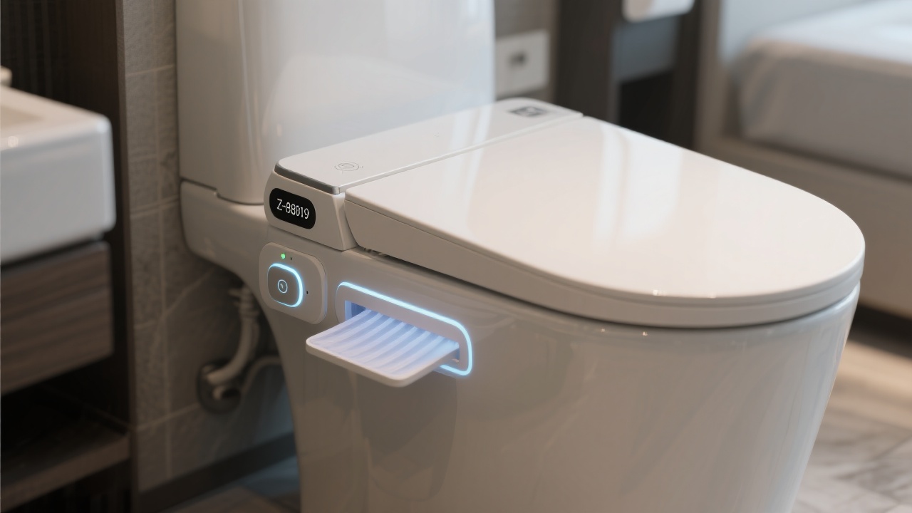 Z-88019の自動感知洗浄機能で非接触快適トイレ使用イメージ