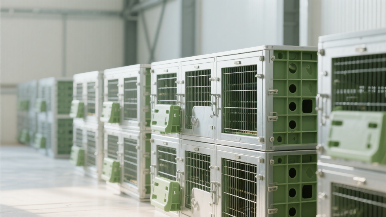 Photo of workers maintaining H-type cages in a modern poultry facility, showing efficient workflow and clean environment.