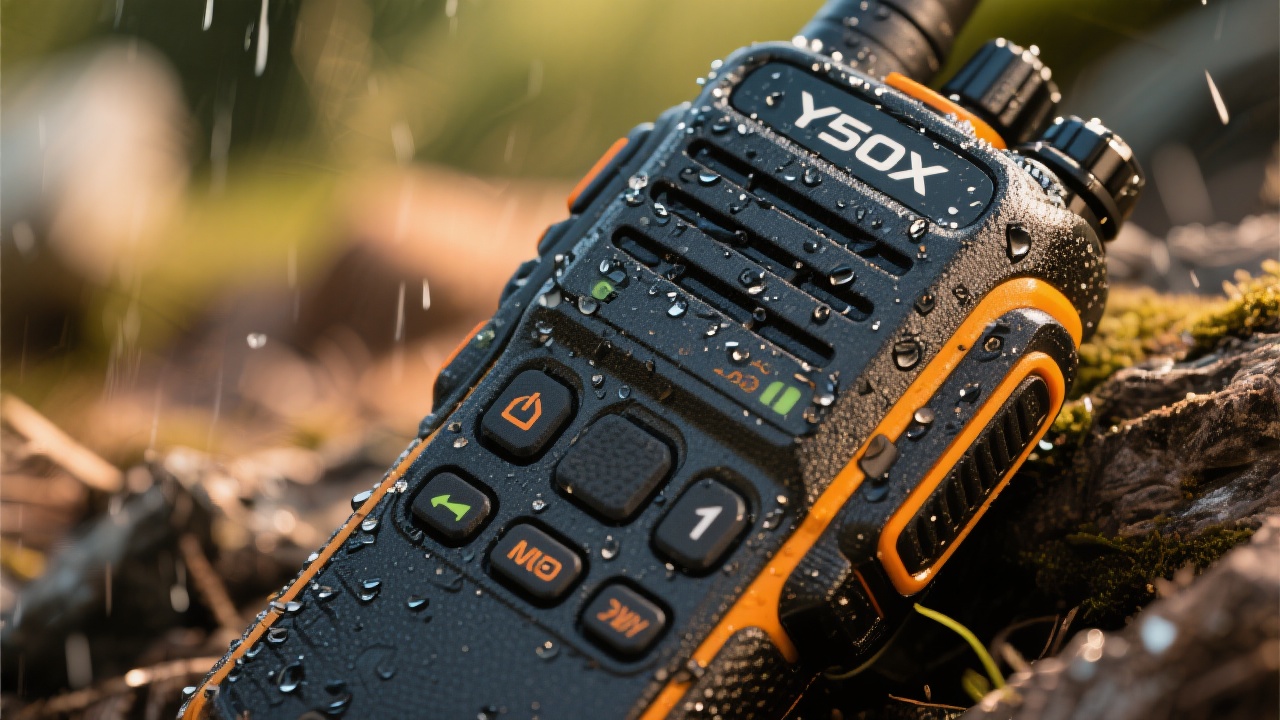 A field technician using the YUECENT Y30 in a remote mining site, showing its rugged design and clear audio quality in harsh conditions.