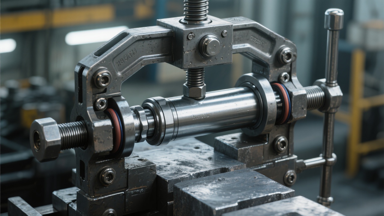 Power-driven steel plate clamp in a logistics center