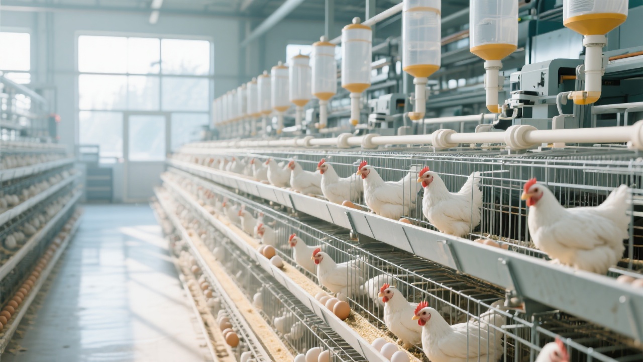 Farmers installing exhaust fans and using intelligent sensors in a chicken coop