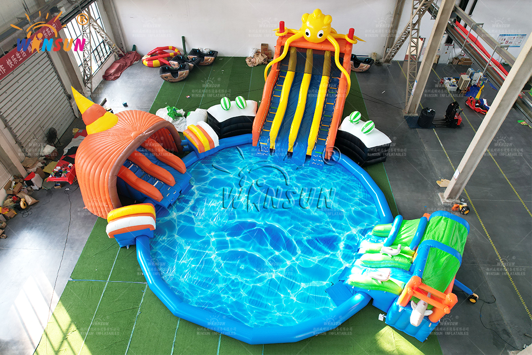 Octopus water slide with pool