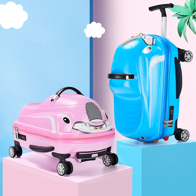 Cartoon Car Children's Scooter Suitcase ABS +PC Multifunctional Small Cute Luggage For Kids