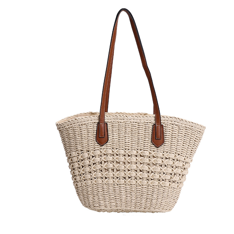 New Simple Woven Women Shoulder Bag Causal Lady Beach Tote Bag