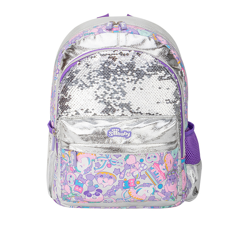 Fashion Schoolbag Girls' Backpack Sequined Silver Bags For Children