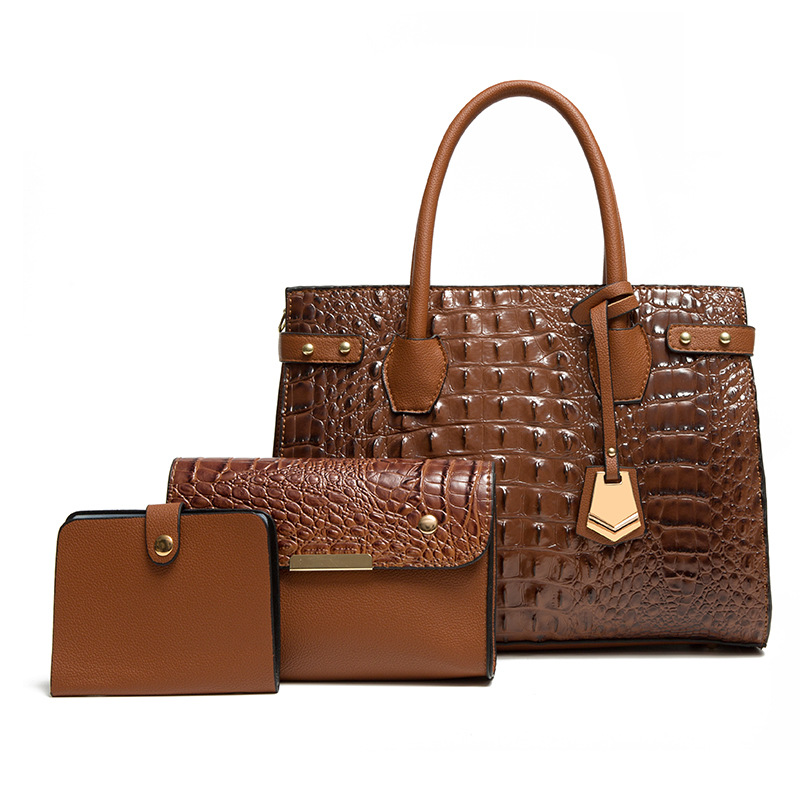 Vintage Leather Handbags 3 In 1 Sets For Women