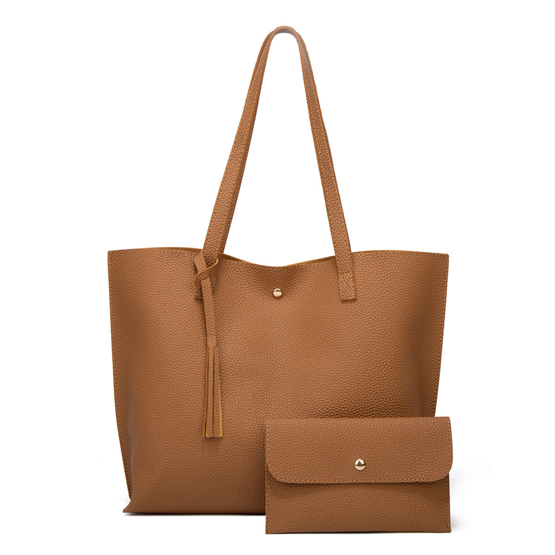 Fashion Bag Lychee Print PU Leather Tote Bag Set For Women