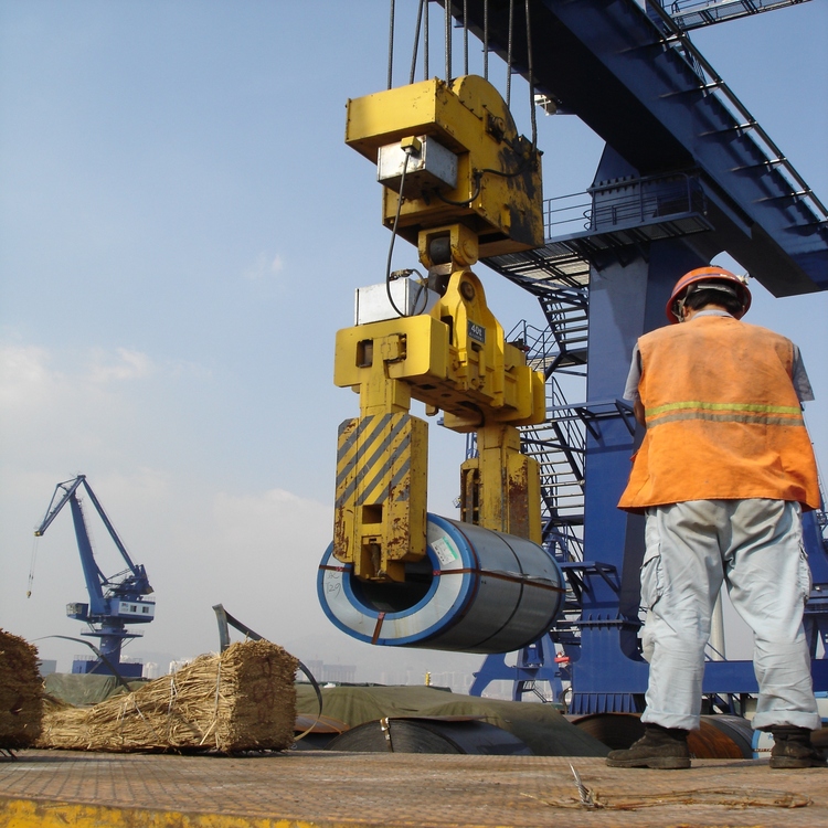 Steel Coil Horizontal Lifting Device in a Warehouse