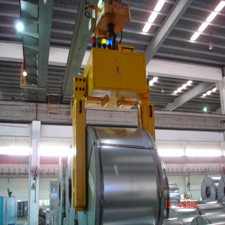 Steel Coil Horizontal Lifting Device in a Warehouse