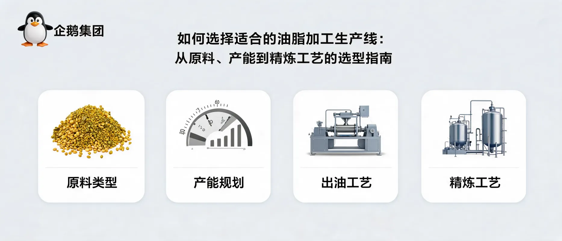 如何选择适合的油脂加工生产线：从原料、产能到精炼工艺的选型指南 - 企鹅集团