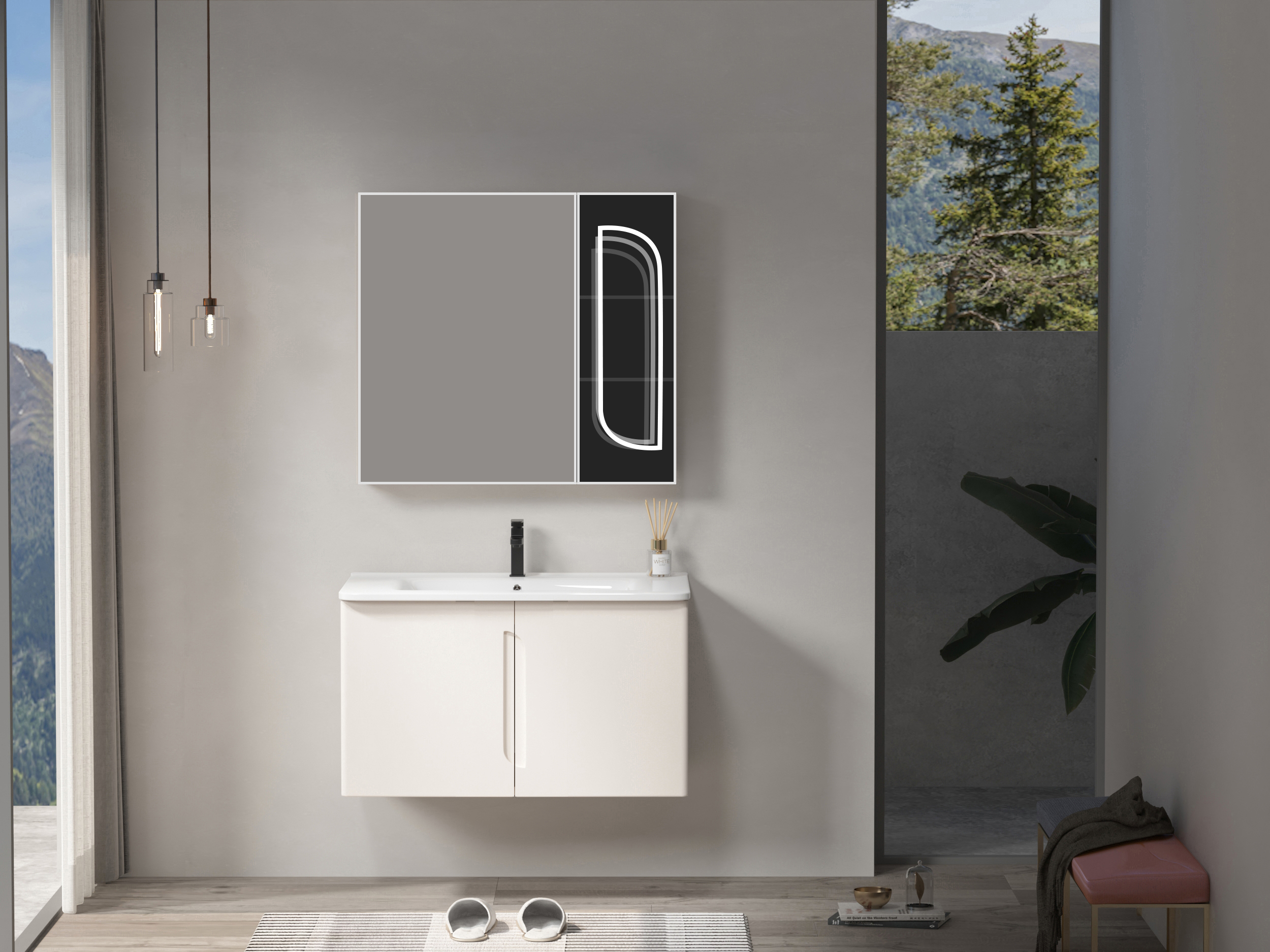 Aigao Smart Home Series- T0308 Multi-functional Smart Bathroom Cabinet