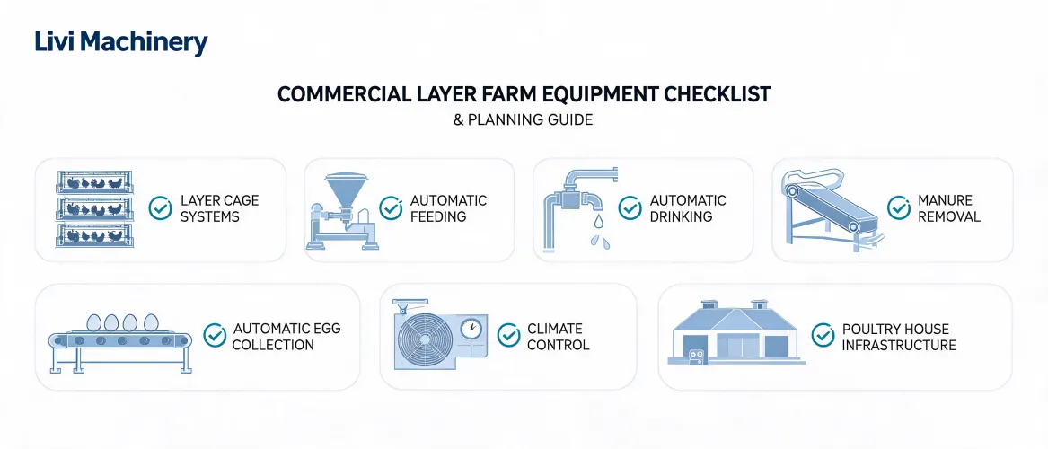 Layer Chicken Farm Equipment Configuration Guide (Cages, Feeding, Drinking, Manure & Climate Control) | Livi Machinery