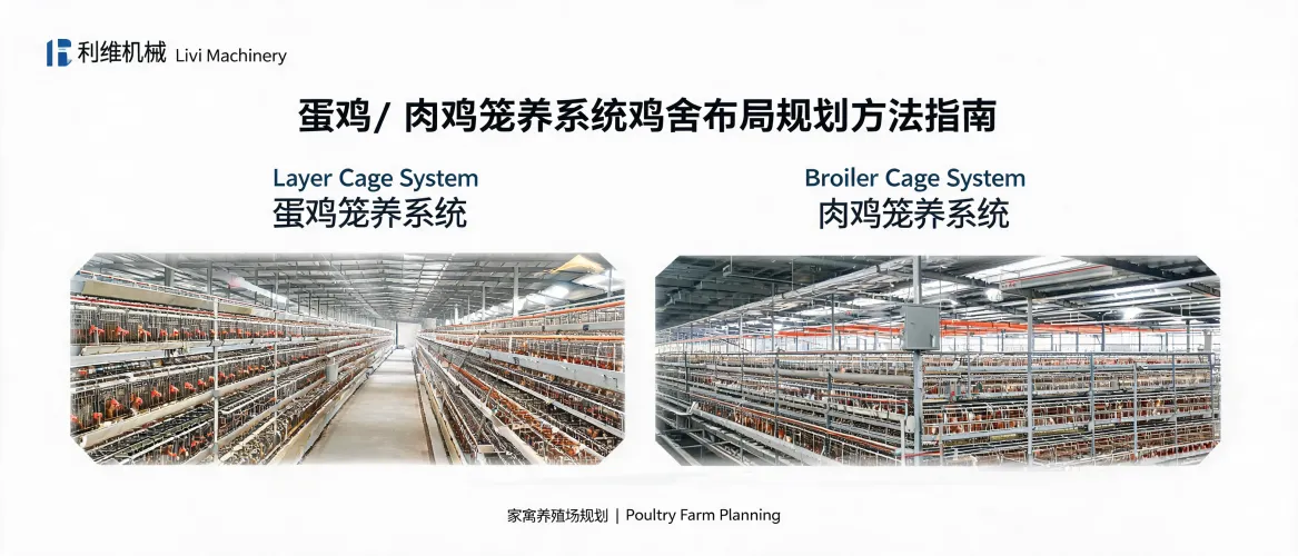 蛋鸡/肉鸡笼养系统鸡舍布局规划方法指南｜Livi Machinery（郑州利维机械）