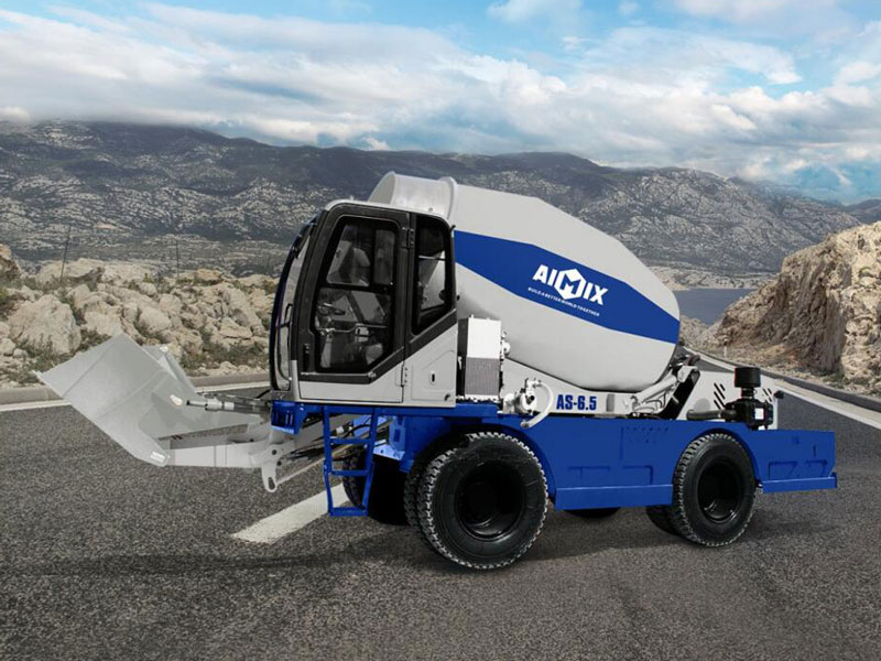 AS - 6.5 self - loading mixer truck in a construction site